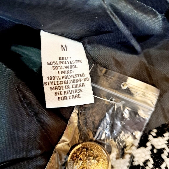 Aura No Bad Angles Oversized Houndstooth Wool Blend Gold‎ Button Blazer Size M - Picture 9 of 13